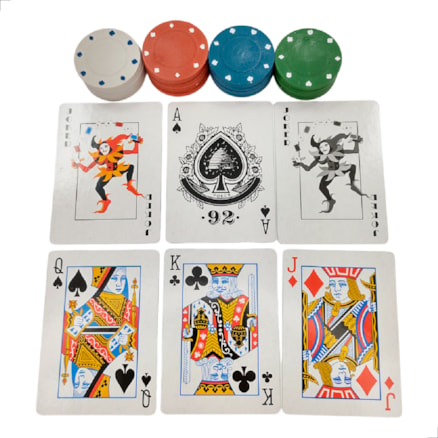 Jogo De Poker Profissional 24 Fichas, Baralho, Cartas, Standard, Padrão, Truco