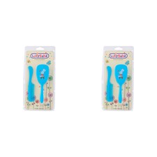 Kit 2 Und Escova Lully + Pente Higiene Infantil Azul Ref 2101