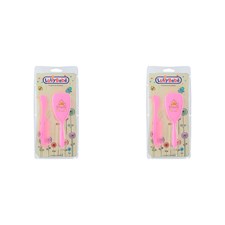 Kit 2 Und Escova Lully + Pente Higiene Infantil Rosa Ref 2101