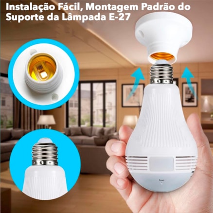 Lampada Camera 360° C/microfone Alarme Sensor De Presença
