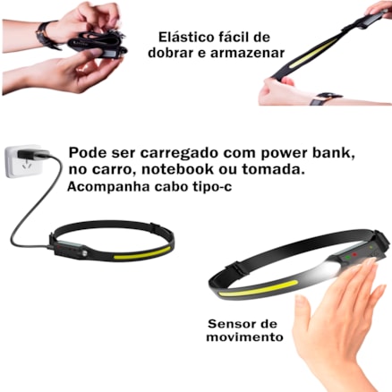 Lanterna de cabeça led iluminação forte para esportes noturno a prova de agua