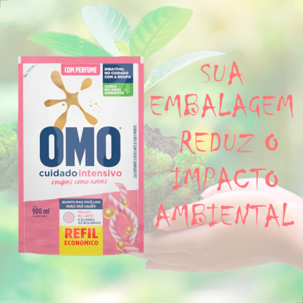 Lava-Roupas Líquido Perfume Omo Proteção Micelar Sachê Refil Econômico 900ml