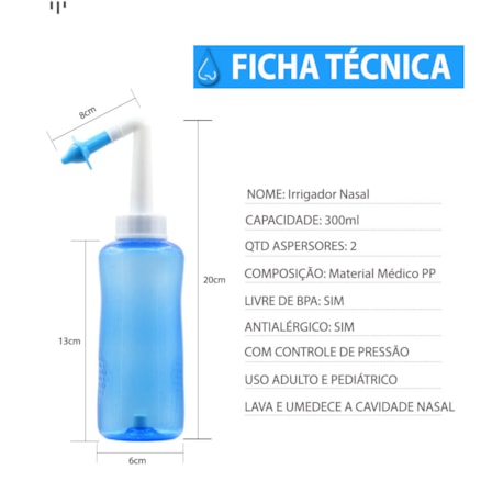 Lavador Nasal Higienizador Adulto/criança Controle De Pressão Lavagem 300ml