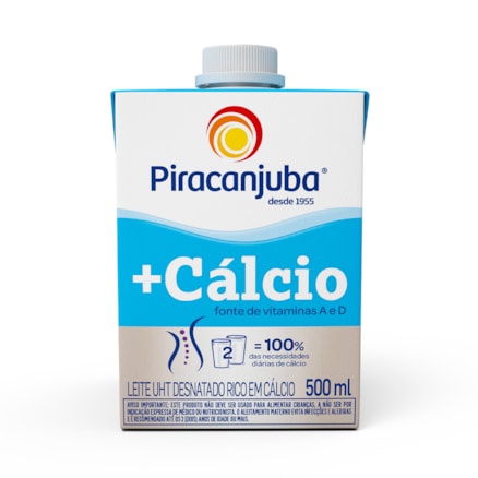 Leite Piracanjuba Cálcio Fonte Vitamina Desnatado 500ml