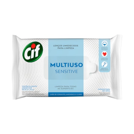 Lenço Multiuso Cif Sensitive 20cmx18cm Uso Geral 20 Und