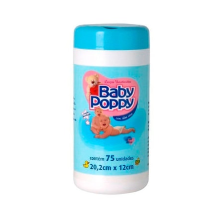 Lenço Umedecido Baby Poppy Azul 75 Und