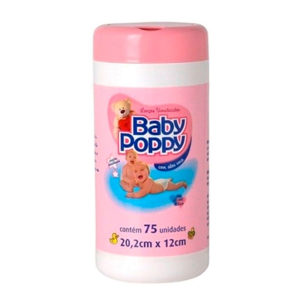 Lenço Umedecido Baby Poppy Rosa 75 Und