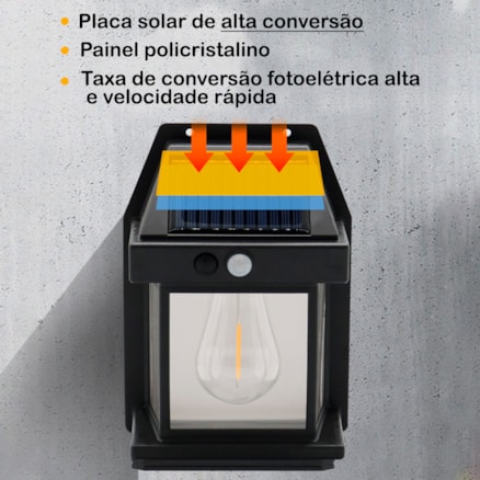 Luminaria Solar Led Recarregável Jardim Escada 3 fachos Sensor Resistente a água