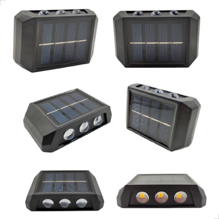 Luminária Solar Slim Parede Externa 6 Leds Iluminação Automática Noturna Sem fio