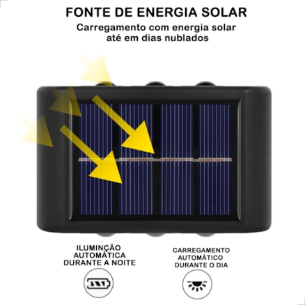 Luminária Solar Slim Parede Externa 6 Leds Iluminação Automática Noturna Sem fio