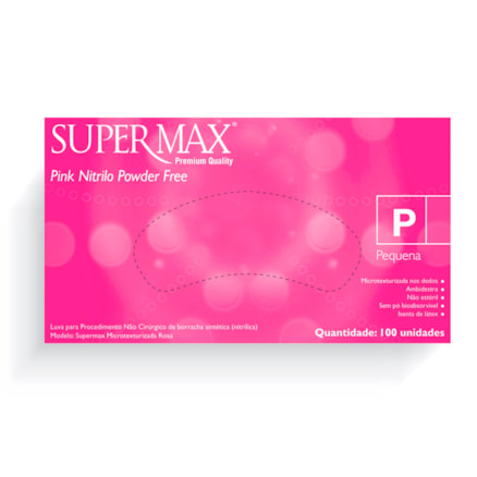 Luva De Nitrilo Supermax Rosa Tamanho P 100 Und