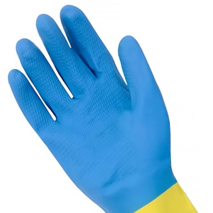Luva Latex Volk Bicolor Tamanho M Azul E Amarela 2 Und