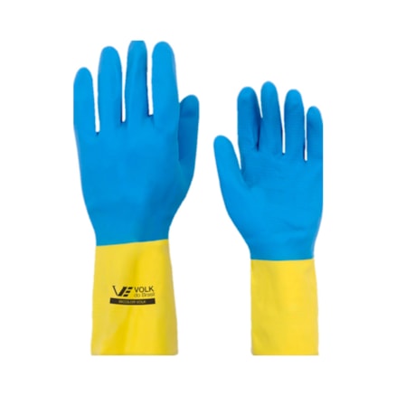 Luva Latex Volk Bicolor Tamanho P Azul E Amarela 2 Und