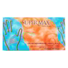 Luva Nitrilo Supermax Azul Sem Pó Tamanho M 100 Und