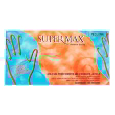 Luva Nitrilo Supermax Azul Sem Pó Tamanho P 100 Und