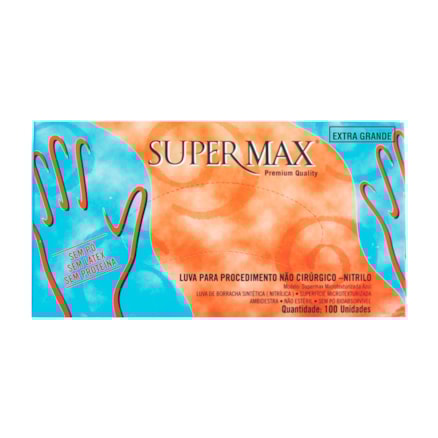 Luva Supermax Blue Nitrilo Tamanho Xg 100 Und