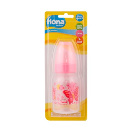 Mamadeira Bico Silicone Fiona 120ml Tamanho Universal Rosa