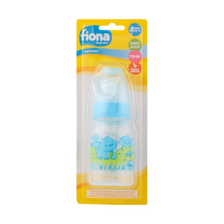 Mamadeira Fiona Silicone Desenhos Azul Esterilizável 120ml