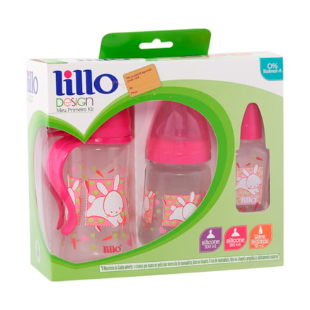 Mamadeira Lillo Design 3 Und 50ml + 180ml + 300ml Rosa