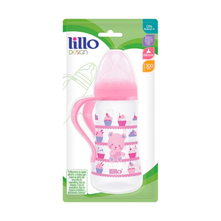 Mamadeira Lillo Design Silicone Ortodôntico Alça Rosa 300ml