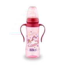 Mamadeira Lillo Sonho Silicone Macio Com Alças Rosa 240ml
