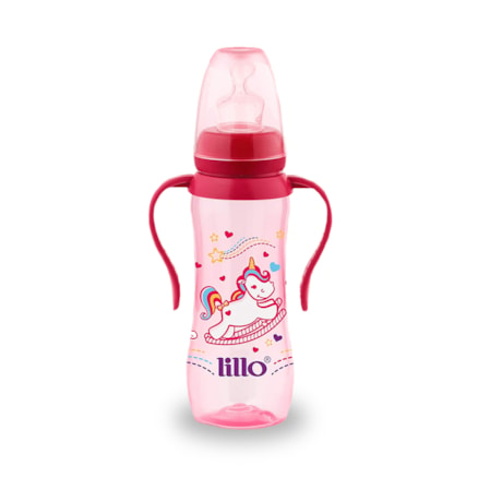 Mamadeira Lillo Sonho Silicone Macio Com Alças Rosa 240ml