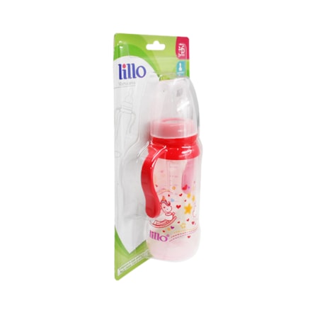 Mamadeira Lillo Sonho Silicone Macio Com Alças Rosa 240ml