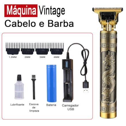 Maquina Acabamento Dragão de Corte Cabelo e Barba Maquininha Profissional