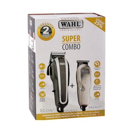 Máquina Corte Wahl Icon + Máquina Acabamento Wahl Hero