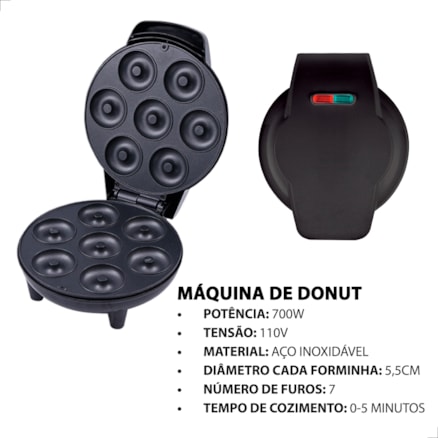 Máquina de Donuts 110v Fábrica de Mini Rosquinhas 7 Furos Confeitaria de Doces