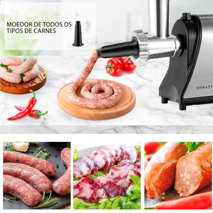 Máquina de Moer Carne Elétrica Moedor Inox 110v Gourmet Kibe Linguiça Hamburguer