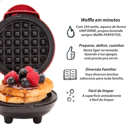 Máquina Forma De Fazer Waffle Elétrica 110v Compacta Formato Clássico Redonda