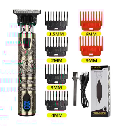 Máquina Para Cortar Cabelo Barbeador Cortador e Aparador de Pelo Demon King Dourado 110v/220v