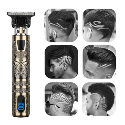 Máquina Para Cortar Cabelo Barbeador Cortador e Aparador de Pelo Demon King Dourado 110v/220v