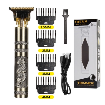 Máquina Para Cortar Cabelo Barbeador Cortador e Aparador de Pelo Dragon Dourado 110v/220v