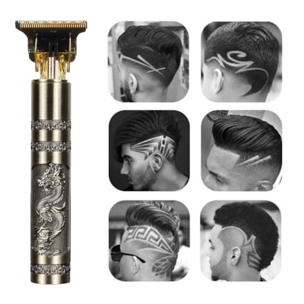 Máquina Para Cortar Cabelo Barbeador Cortador e Aparador de Pelo Dragon Dourado 110v/220v