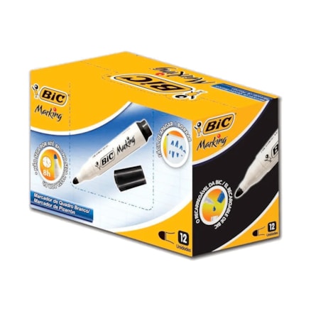 Marcador Para Quadro Bic Preto 12 Und