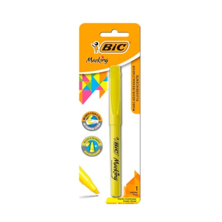 Marcador Texto Bic Marking Ressaltador Fluorescente Amarelo