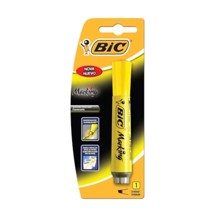 Marcador Texto Bic Marking Tanque Amarelo Fluorescente 1 Und