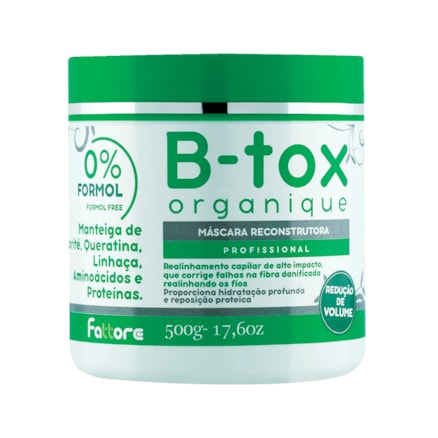 Máscara Capilar B-Tox Reconstrutora Profissional Organique Fattore 500g + Leave-in Fattore B-tox Organique Manutenção Liso 150ml