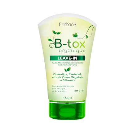 Máscara Capilar B-Tox Reconstrutora Profissional Organique Fattore 500g + Leave-in Fattore B-tox Organique Manutenção Liso 150ml