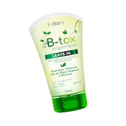 Máscara Capilar B-Tox Reconstrutora Profissional Organique Fattore 500g + Leave-in Fattore B-tox Organique Manutenção Liso 150ml
