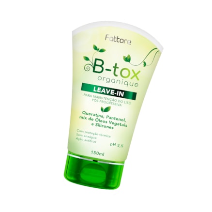 Máscara Capilar B-Tox Reconstrutora Profissional Organique Fattore 500g + Leave-in Fattore B-tox Organique Manutenção Liso 150ml