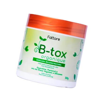 Máscara Capilar Reconstrutora B-Tox Organique Fattore Manutenção dos Lisos 500g + Leave-in Fattore B-tox Organique Manutenção Liso 150ml