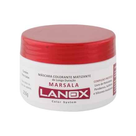 Máscara Colorante Matizante Lanox Marsala Longa Duração 250g