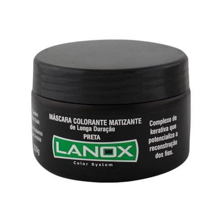 Máscara Colorante Matizante Lanox Preta Longa Duração 250g