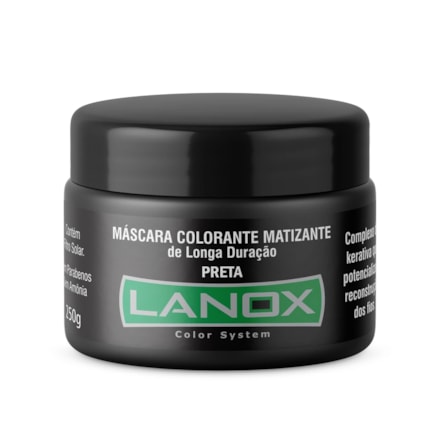 Máscara Colorante Matizante Lanox Preta Longa Duração 250g