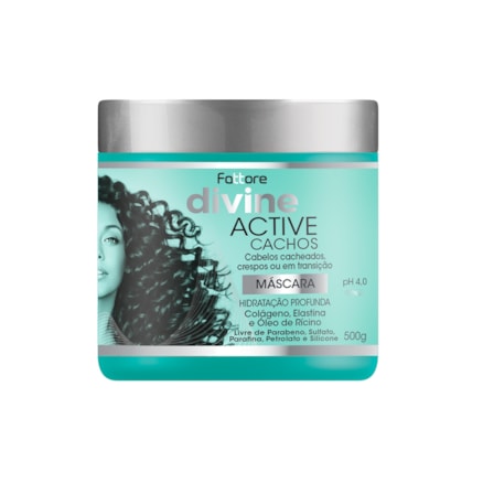 Máscara de Hidratação 500g + Condicionador Fattore Divine Active Cachos Hidratação Profunda 300ml