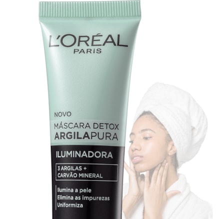 Máscara Detox Argila Pura L'oréal Iluminadora Carvão 40g