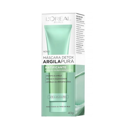 Máscara Detox Argila Pura L'oréal Matificante Eucalipto 40g